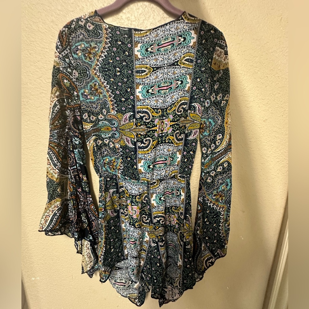 Multicolor Design Tie Romper